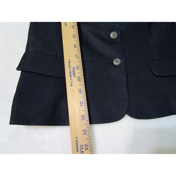 Tahari Womens Blazer Jacket Size 8 Shiny Navy Lined 3-Button - Picture 8 of 11